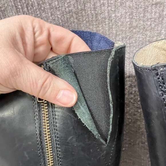 Freebird by Steven Wyatt Black Leather Tall Snake Texture Black Blue Boots 8  L - Picture 7 of 16